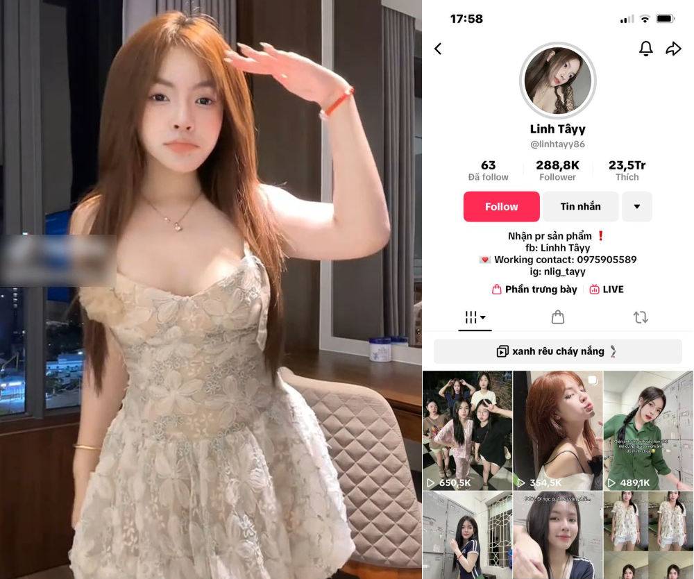 Clip nóng Linh Tây TikToker cô nàng quyến rũ
